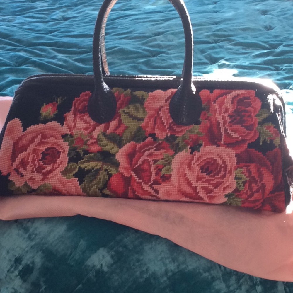 Clever Carriage handmade needlepoint satchel purse